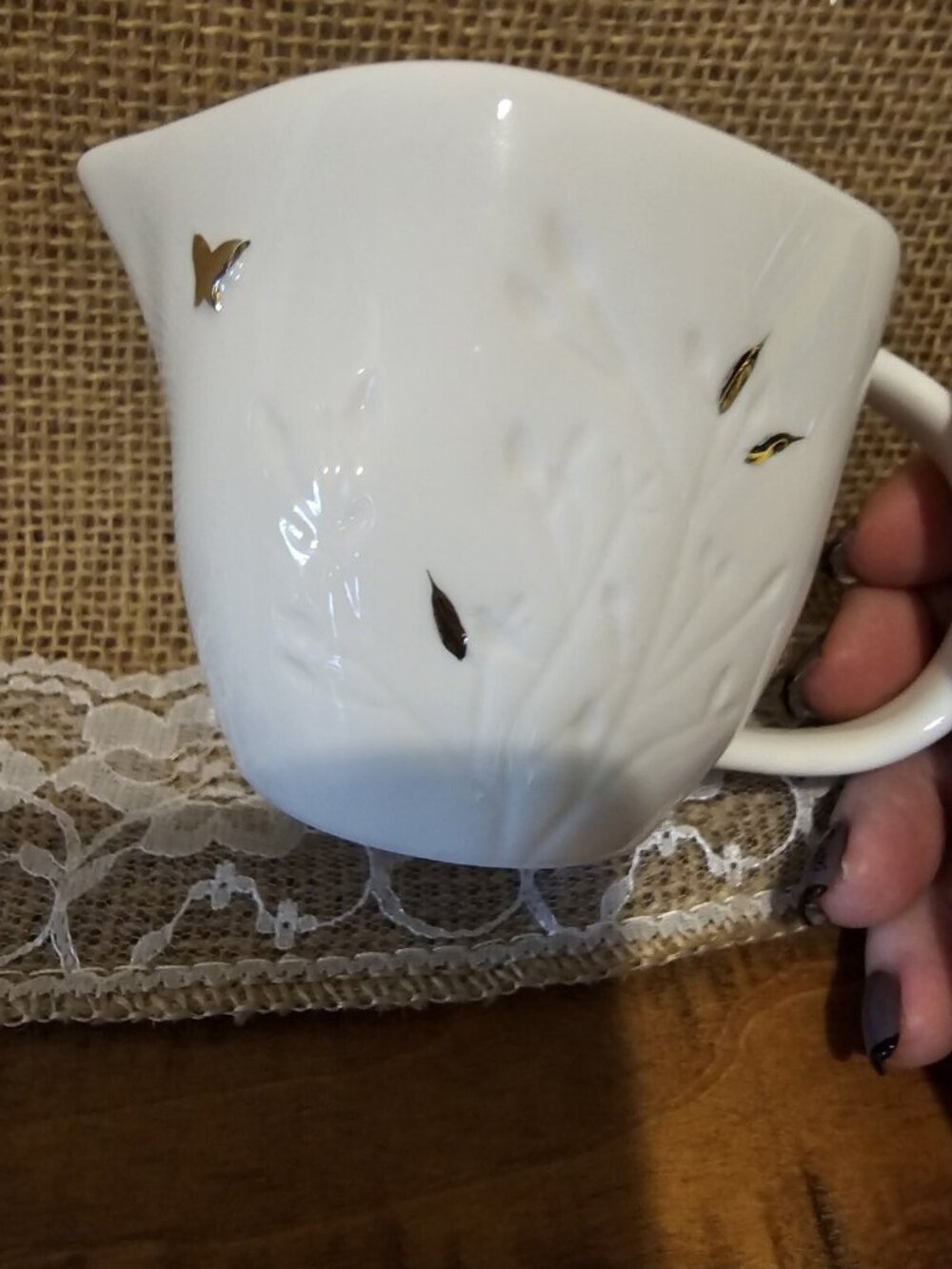 Bread +Butter Enchanted White Creamer With Gold Butterflies Replacement Piece